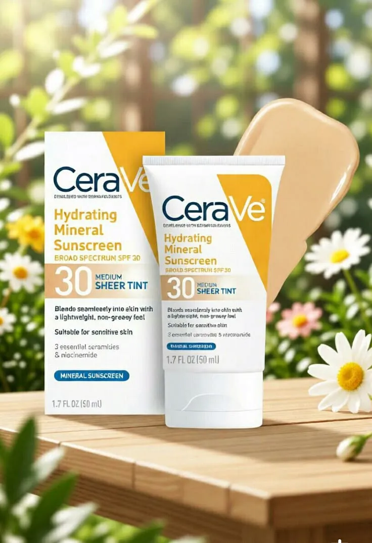 CeraVe Hydrating Mineral Sunscreen Broad Spectrum SPF 30 Face Sheer Tint- 50ml