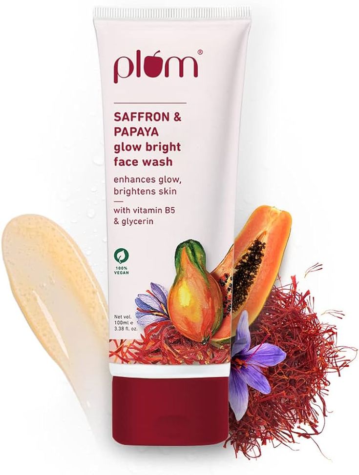 Plum Saffron & Papaya Glow Bright Face Wash Size: 100ml