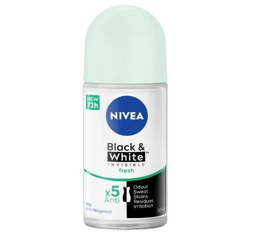 Nivea Men 5in1 Black & White Invisible Original Fresh 72H Anti-Perspirant Deodorant Roll-on 50ml