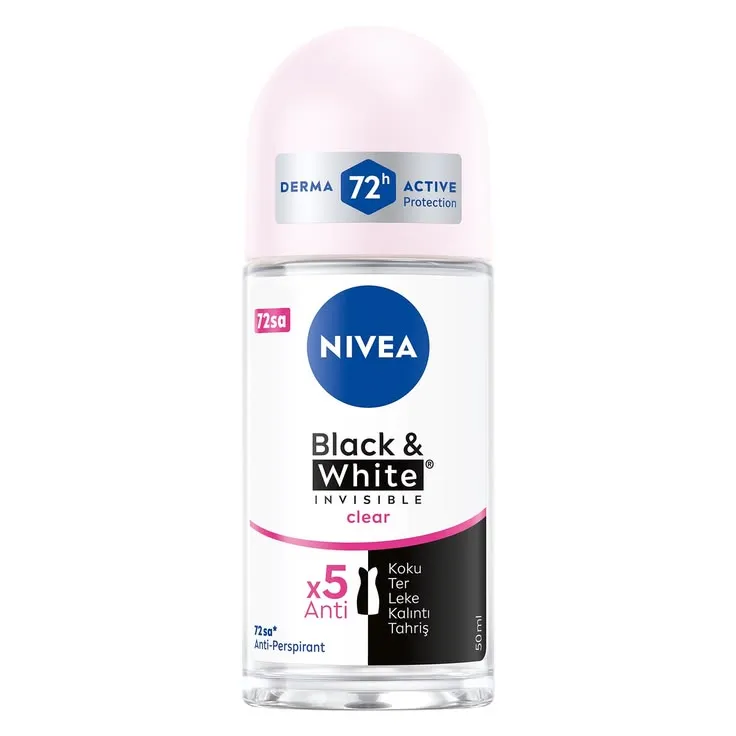 Nivea Invisible for Black & White Clear Roll-On Anti-Perspirant Deodorant- 50ml