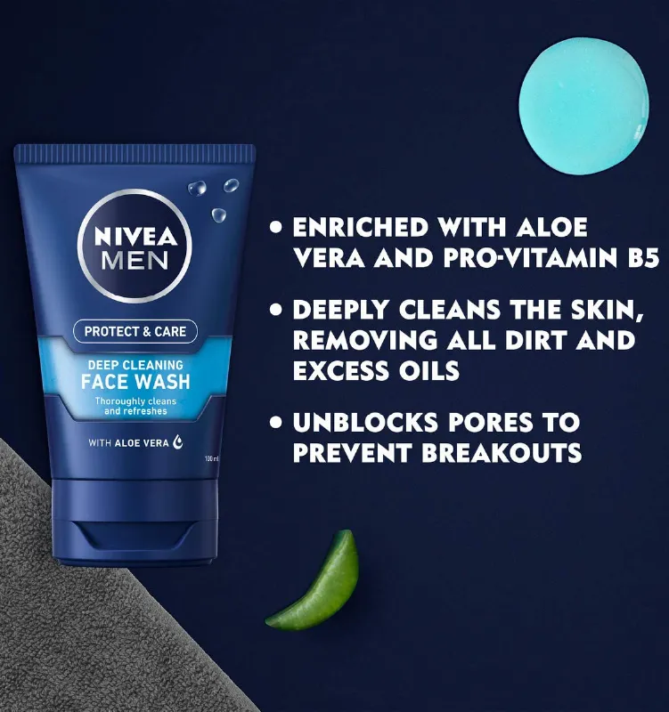 NIVEA MEN Protect & Care Deep Cleaning Face Wash 100ml